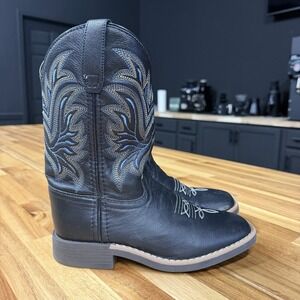 Cowboy Legend Kids Size 2 Black Western Cowboy Boots Square Toe 1418-30K-CTR